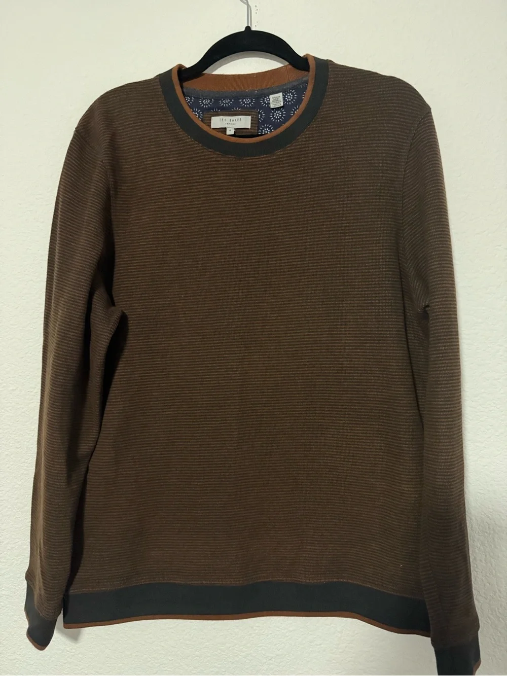 Ted Baker Brown Crewneck Sweater with Contrast Trim